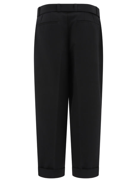 JIL SANDER Men's Classic Wool Belted Trousers