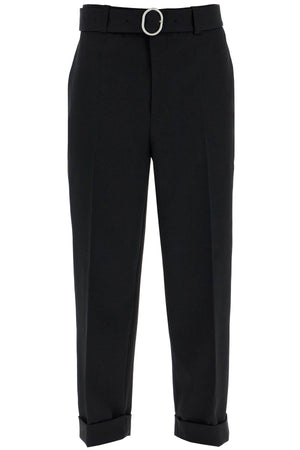 JIL SANDER Luxury Wool Gabardine Trousers with Pleats and Belt