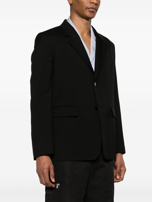 JIL SANDER Tailored Black Fine Wool Gabardine Blazer Jacket for Men