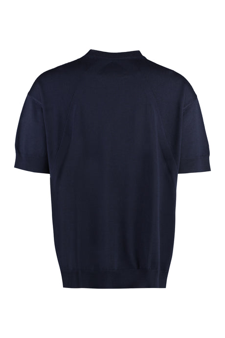 JIL SANDER Classic Blue Short Sleeve Wool Sweater for Men - FW23 Collection