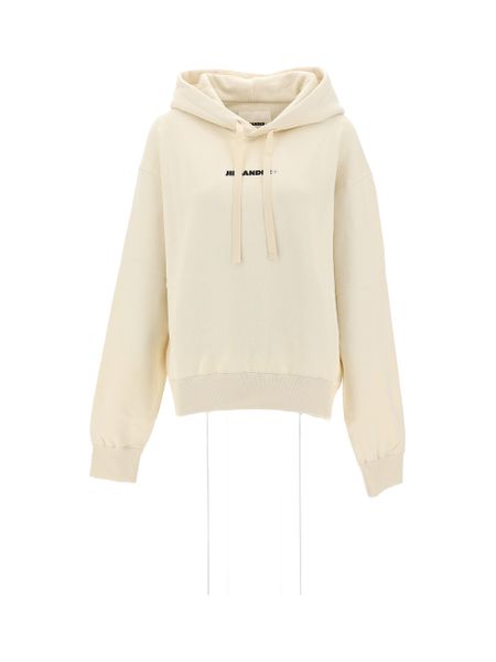 JIL SANDER Beige Hoodie with Bold Logo