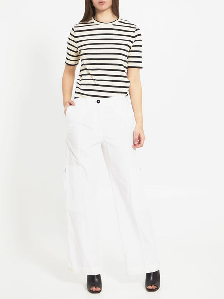 JIL SANDER White Cotton Wide-Leg Cargo Pants for Women - SS23 Collection