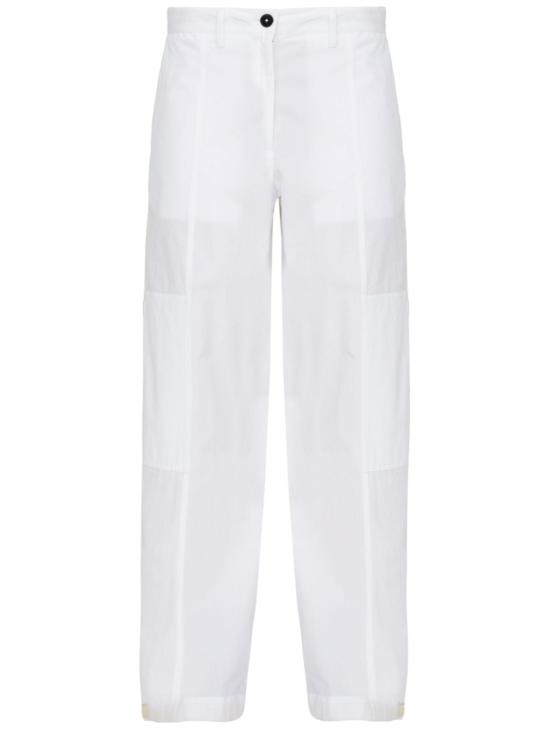 JIL SANDER White Cotton Wide-Leg Cargo Pants for Women - SS23 Collection