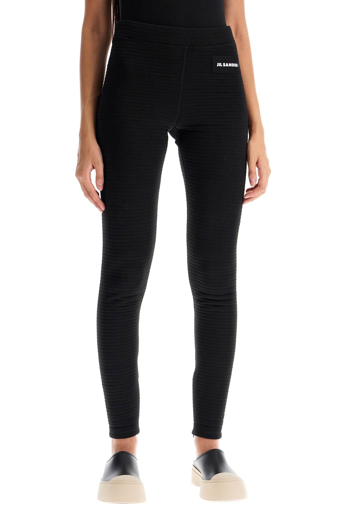 JIL SANDER Striped Knit Leggings with Zipper Ankles