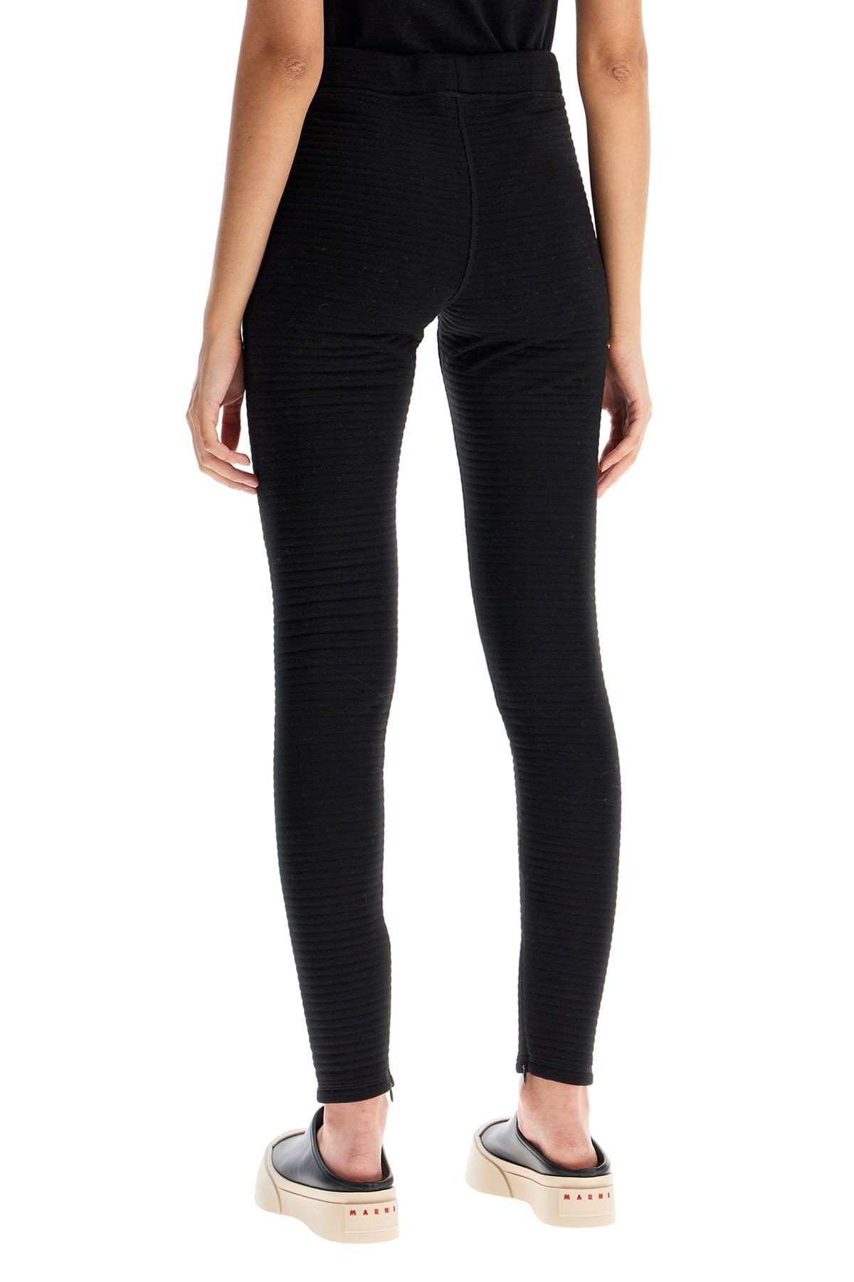 JIL SANDER Striped Knit Leggings with Zipper Ankles