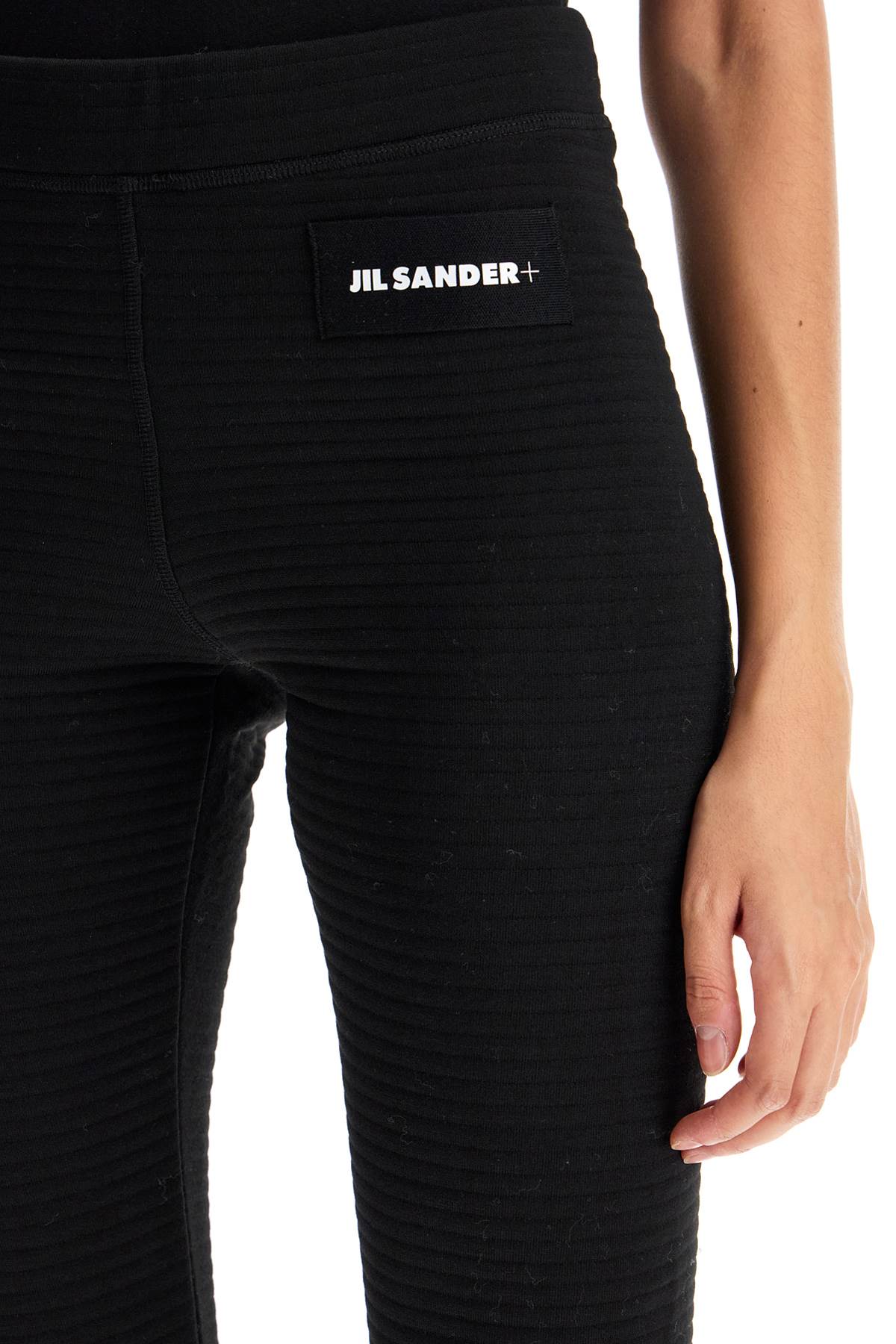 JIL SANDER Striped Knit Leggings with Zipper Ankles