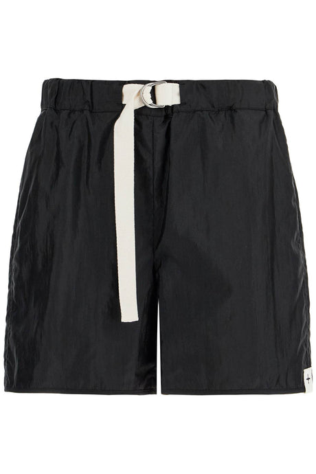 JIL SANDER Silk and Nylon Mini Shorts with Integrated Belt