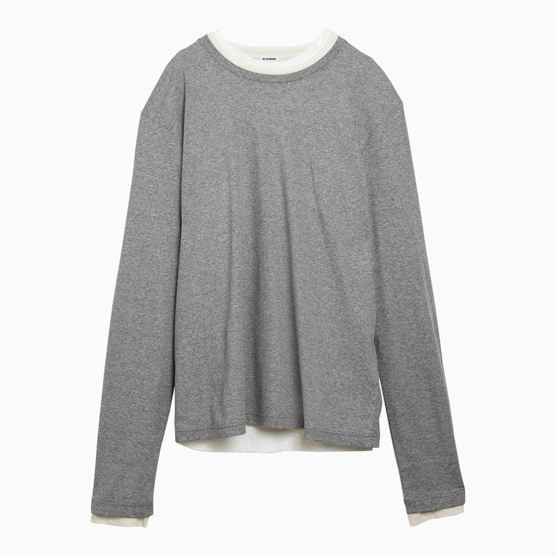 JIL SANDER Men's Grey Multilayer Long-Sleeved T-Shirt - SS24