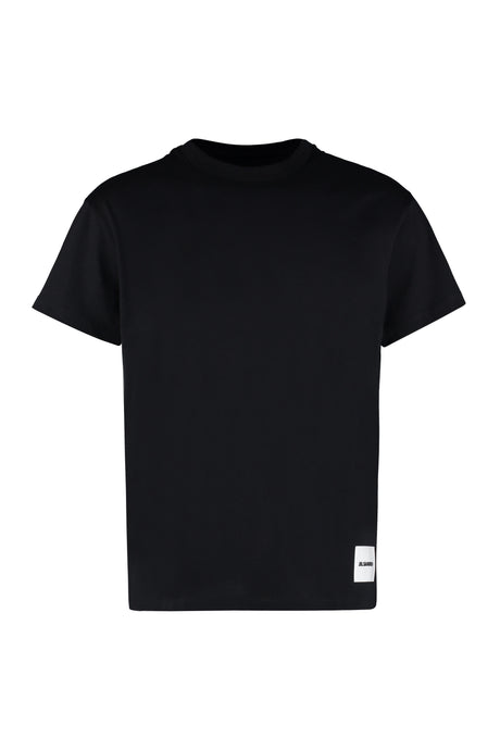 JIL SANDER Elegant Black Cotton Crewneck Tee with Emblem