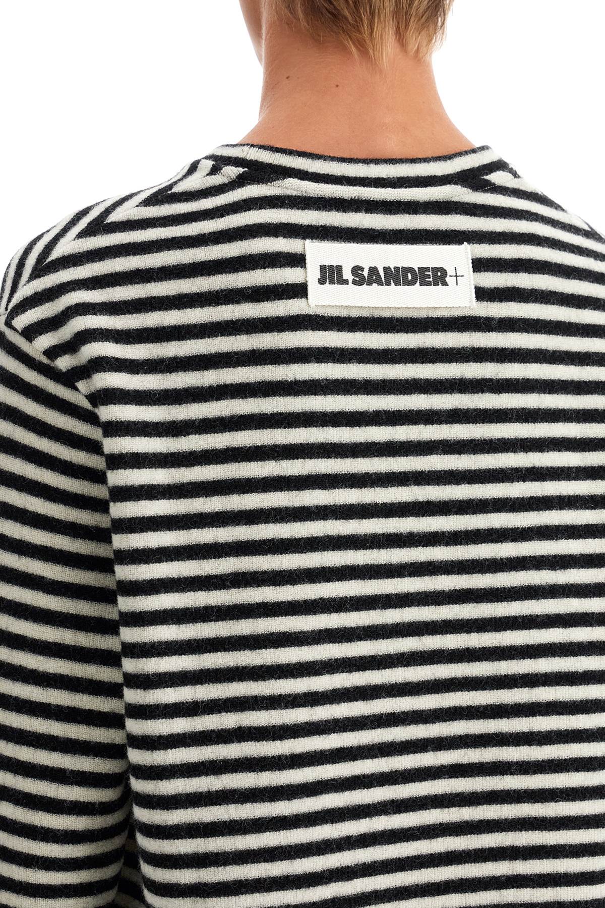 JIL SANDER Relaxed Fit Striped Wool Sweater (Size L)