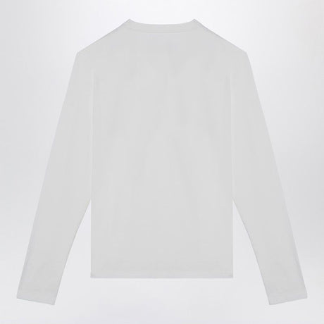 JIL SANDER Porcelain Cotton Crew-Neck Sweater with Logo Detail