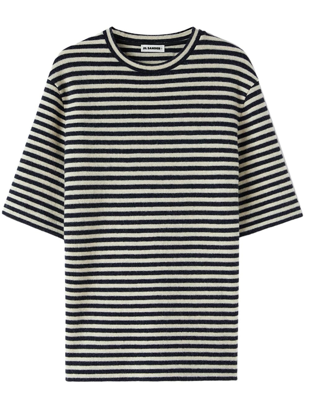 JIL SANDER Gray Striped Wool T-Shirt for Men - FW23 Collection