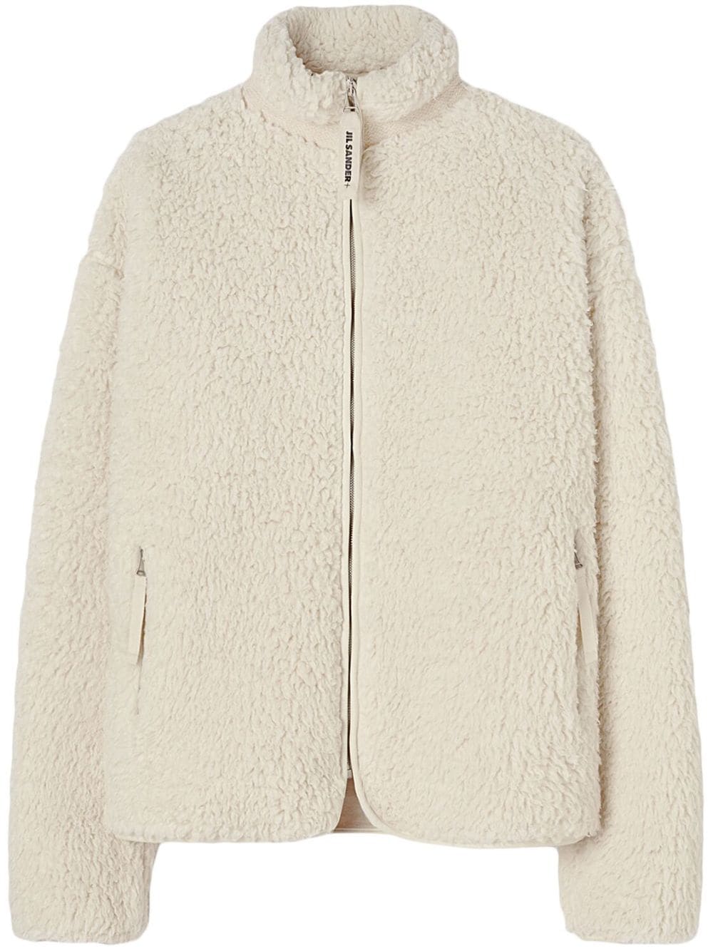 JIL SANDER Luxury Cream Shearling Zip-Up Cardigan