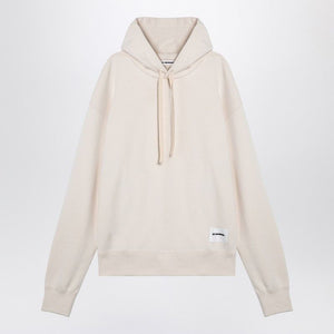 JIL SANDER Men's Ivory Hooded Sweatshirt with Logo Patch