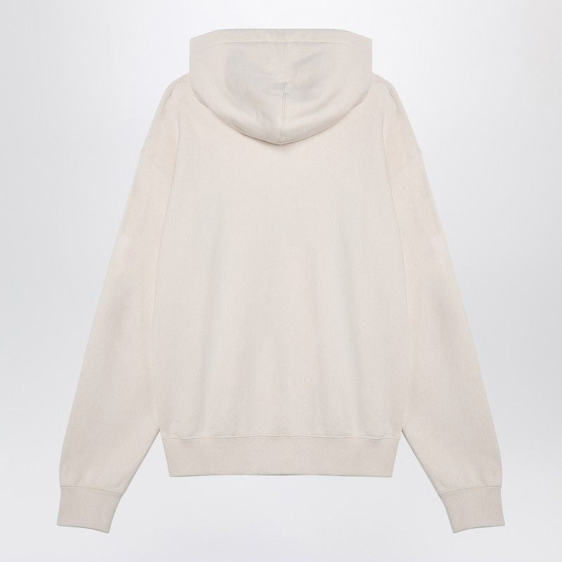 JIL SANDER Men's Ivory Hooded Sweatshirt with Logo Patch