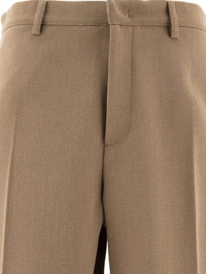 JIL SANDER Melange Wool Trousers - Regular Fit, High Rise