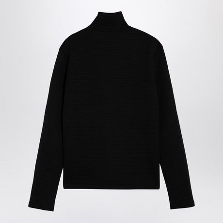 JIL SANDER Men's Black Turtleneck Sweater with Logo Patch