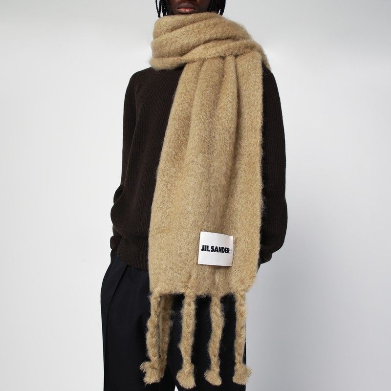 JIL SANDER Luxurious Mohair Blend Scarf with Fringes