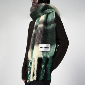 JIL SANDER Textured Mohair Blend Scarf with Fringes