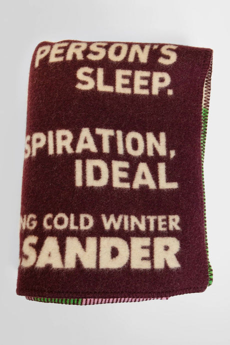 JIL SANDER Handmade Virgin Wool Blanket with Two-Tone Floral Print