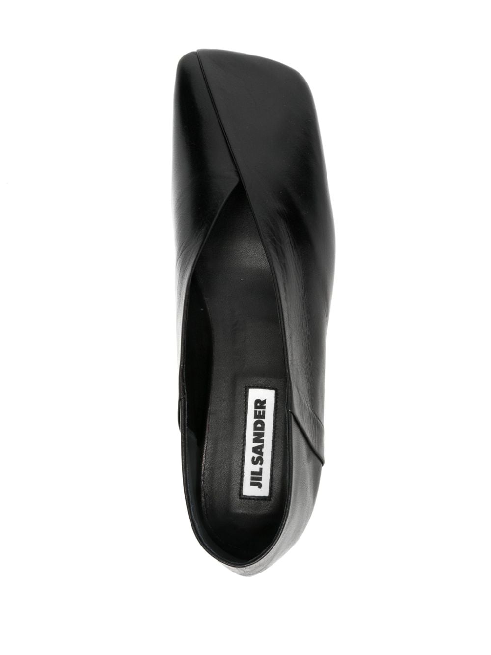 JIL SANDER Leather Ballet Flats with Square Toe Design