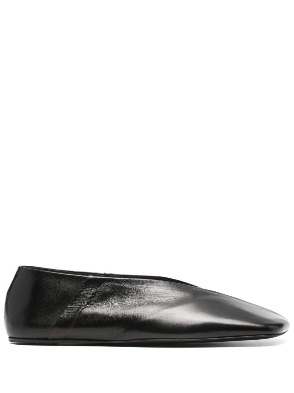 JIL SANDER Elegant Black Leather Ballet Flats