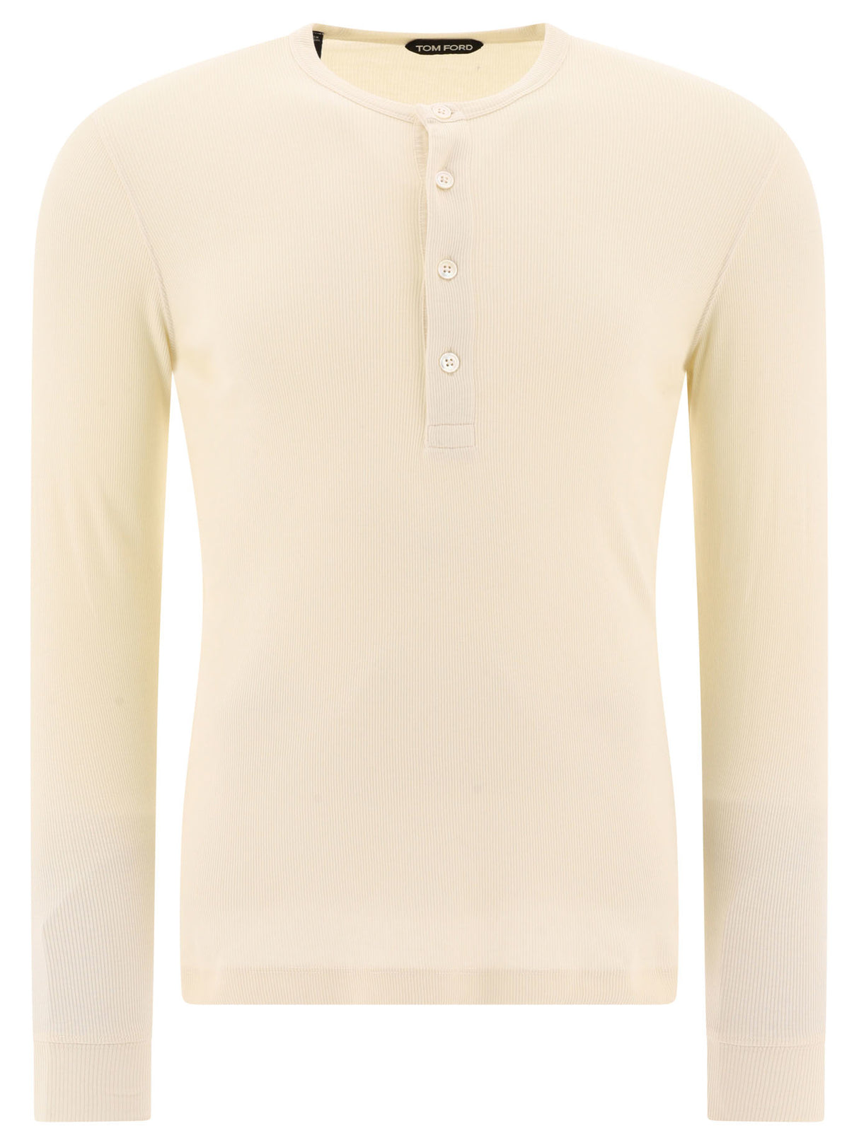 TOM FORD Luxurious Beige Lyocell Blend Buttoned T-Shirt