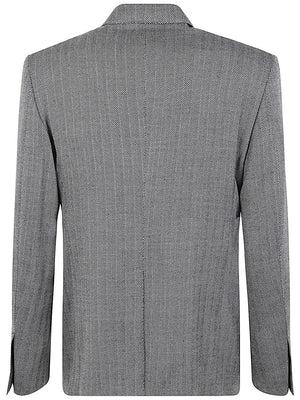 TOM FORD Men's Wool Silk Linen Herringbone Shelton Jacket