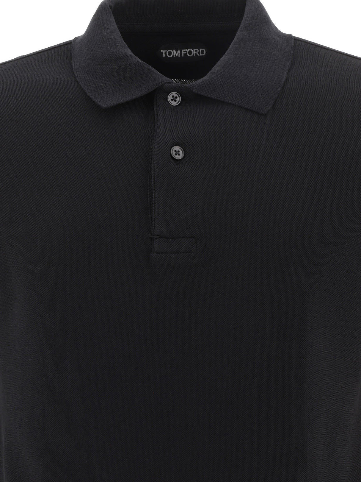 TOM FORD Men's Black Piqué Polo Shirt for SS24