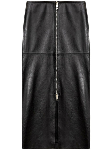 ISABEL MARANT Chic Midi Leather Skirt with Silver Zip Detail