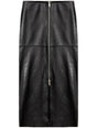 ISABEL MARANT Chic Midi Leather Skirt with Silver Zip Detail