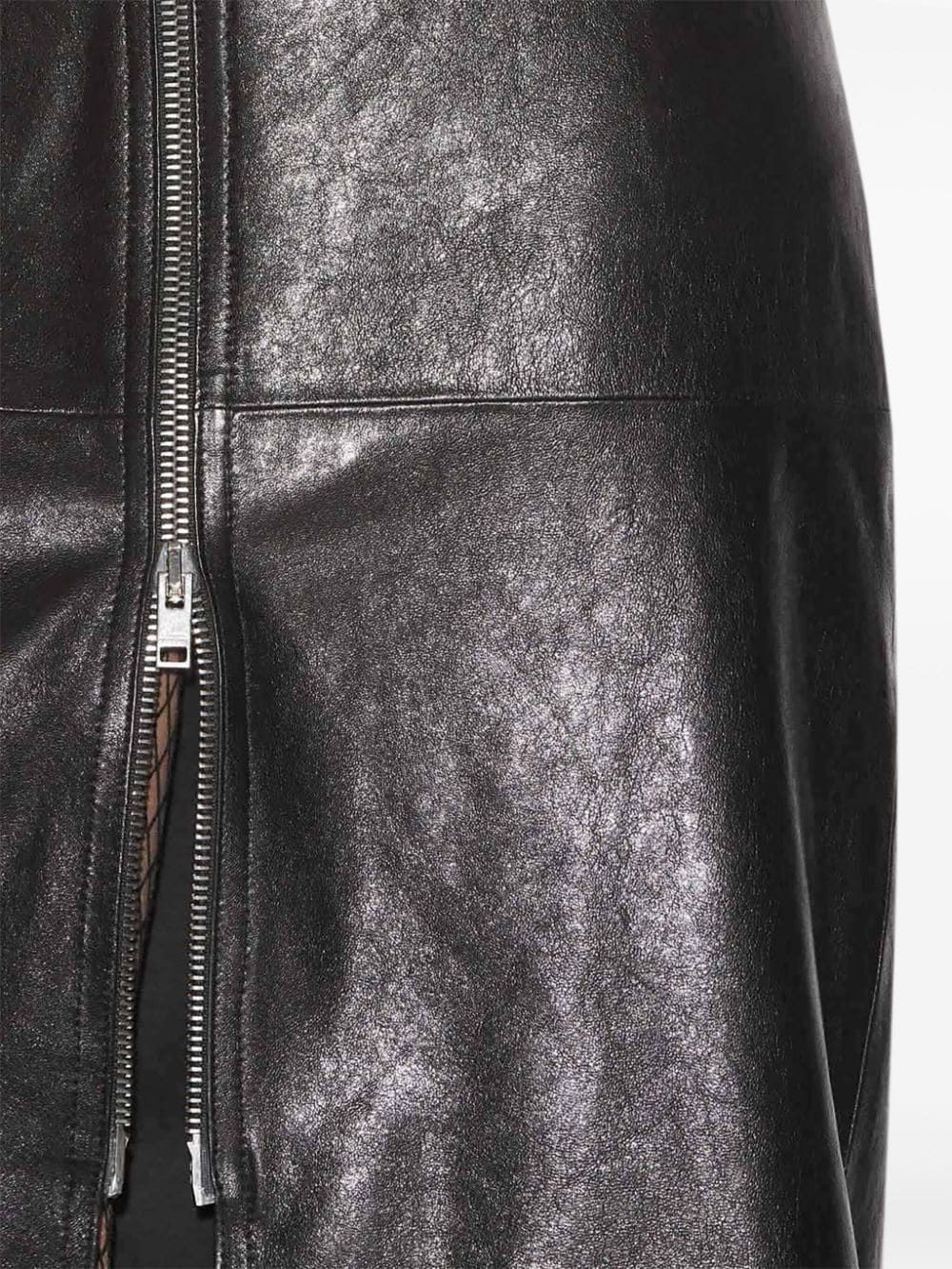 ISABEL MARANT Chic Midi Leather Skirt with Silver Zip Detail