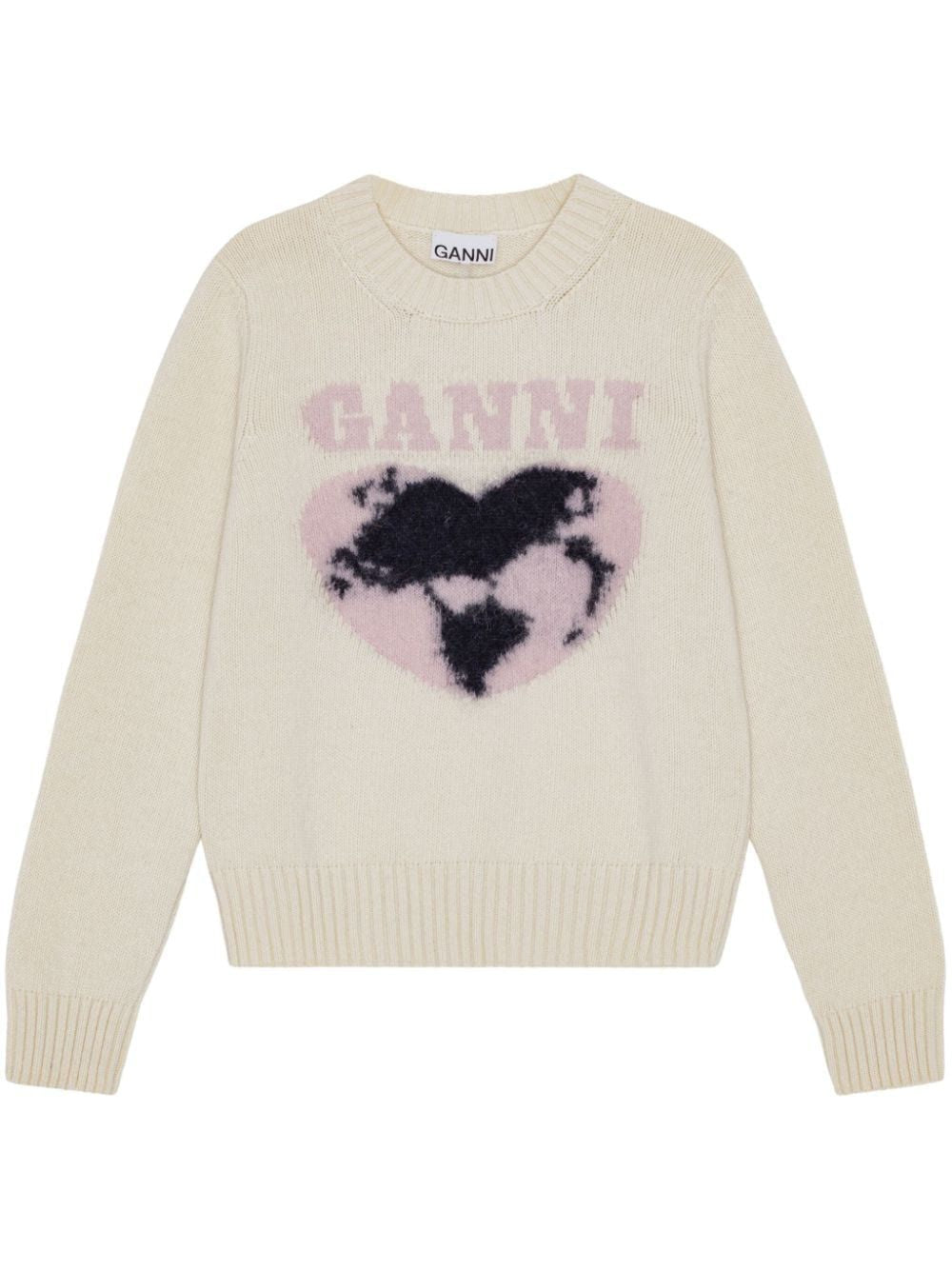 GANNI Graphic Wool Mix O-Neck Sweater