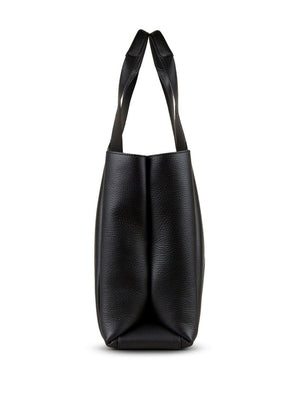 HOGAN Elegant Medium Black Leather Tote with Signature Emblem