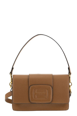 HOGAN Sophisticated Cognac Leather Crossbody Mini Bag (9.3x5.9x4.1 in)