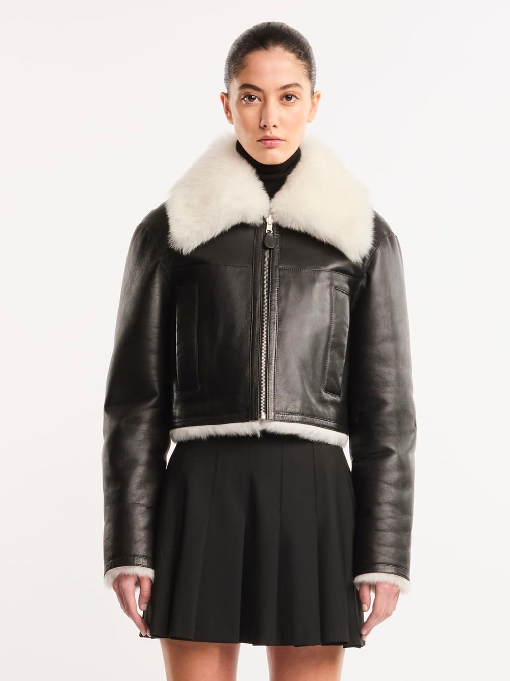 HOGAN Reversible Leather and Shearling Jacket for Women - FW24