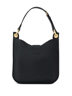 TOM FORD Small Tara Black Leather Tote with Gold-Tone Accents