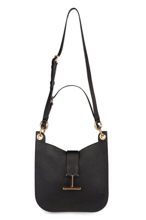 TOM FORD Small Tara Black Leather Tote with Gold-Tone Accents