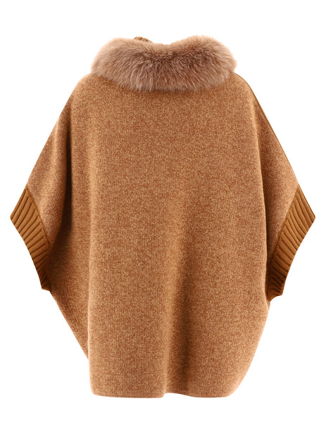 GIOVI Women's Beige Wool Blend Cape for FW23