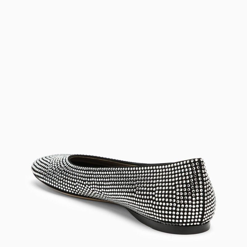 LOEWE Black Ballerina Leather Flats with Rhinestones for Women