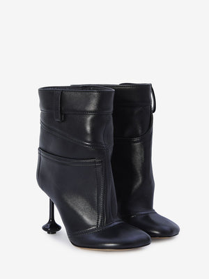 LOEWE Glossy Lambskin Mini Heel Ankle Boots