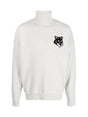 MAISON KITSUNÉ Fox Head Intarsia Logo Turtleneck Sweater - Light Grey Melange