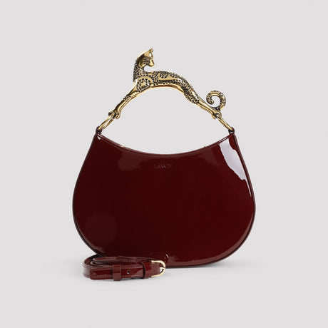 LANVIN Mini Leather Hobo Handbag with Cat Handle