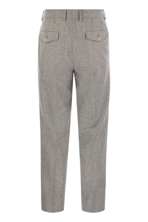 BRUNELLO CUCINELLI Leisure Fit Wool Flannel Trousers with Double Darts