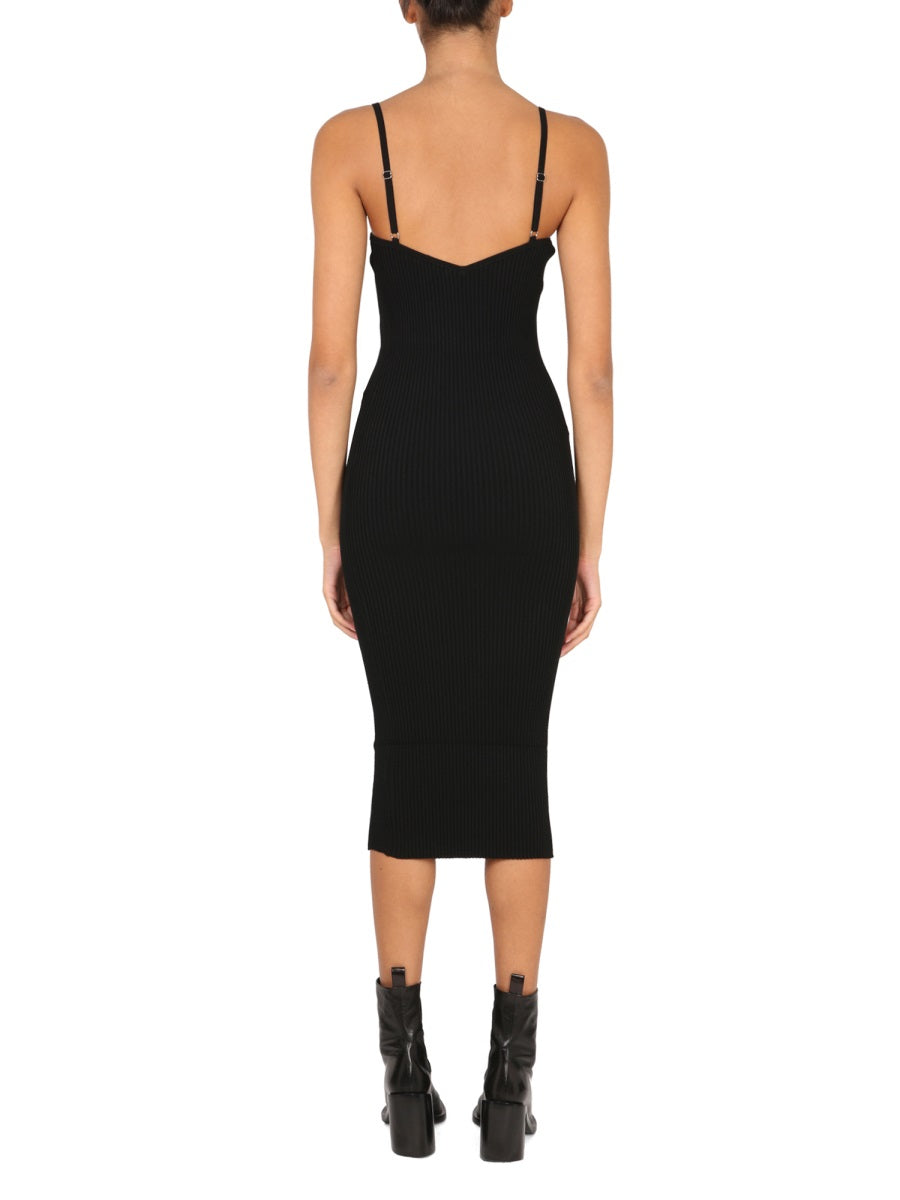 HELMUT LANG Adjustable Straps Ribbed Bralette Mini Dress