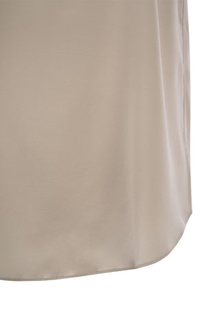 BRUNELLO CUCINELLI Lustrous Rounded Silk Satin Top for Women