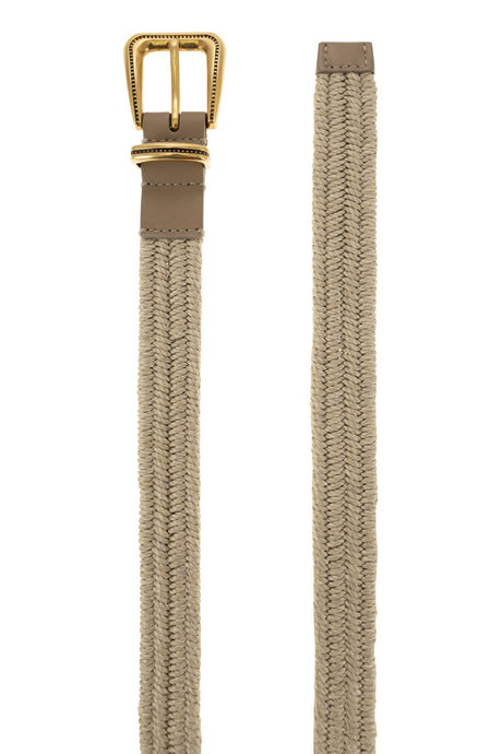 BRUNELLO CUCINELLI Rustic Woven Linen Belt - 2.5 cm Height