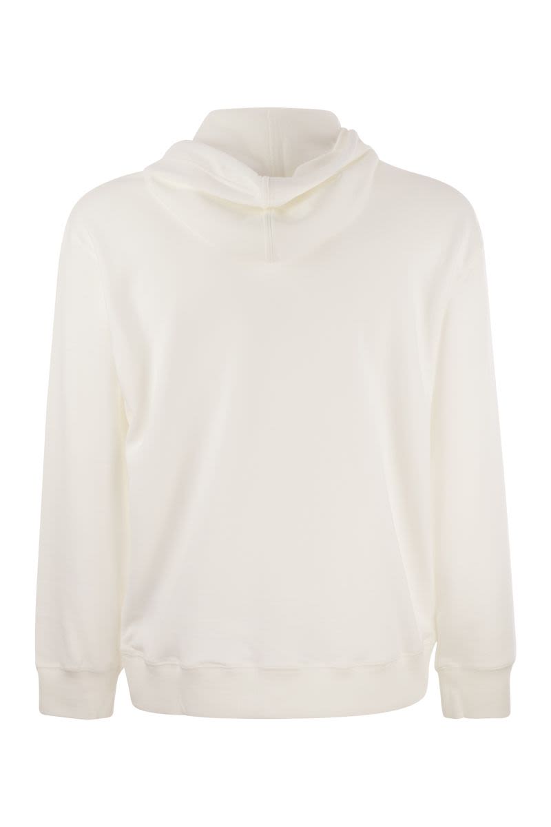 BRUNELLO CUCINELLI Men's White Cotton Fleece Hooded Topwear for SS24