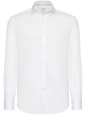 BRUNELLO CUCINELLI Classic White Cotton Button-Up Shirt for Men - SS25