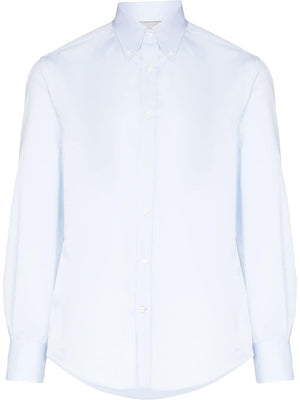 BRUNELLO CUCINELLI Sky Blue Slim-Fit Cotton Shirt